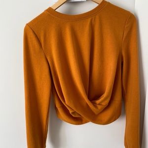 Zara mustard yellow cropped sweater